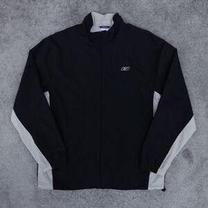 Vintage Reebok Jacket Men's M Black Gray Full Zip Windbreaker Active Y2K